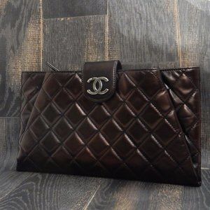 Chanel Metallic Brown Clutch W/ Red Lining! Wow! - image 1